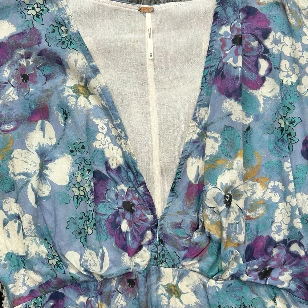 Free People Women's Floral Freddy Tie Mini Dress Size‎ Medium ($108) **No Tie